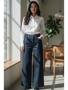 DYNM Womens Jeans, Lennon, Ultra Hi-Rise, Wide Leg Column, Sz 32R L32, New $89
